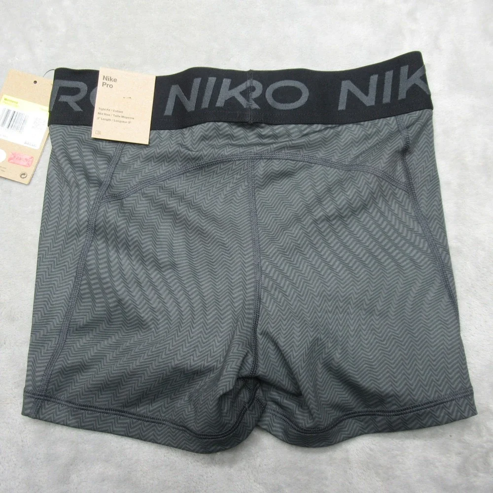 Nike Pro Shorts Women Small Gray Dri-FIT 3 Inch Mid Training‎ Printed $35 NEW